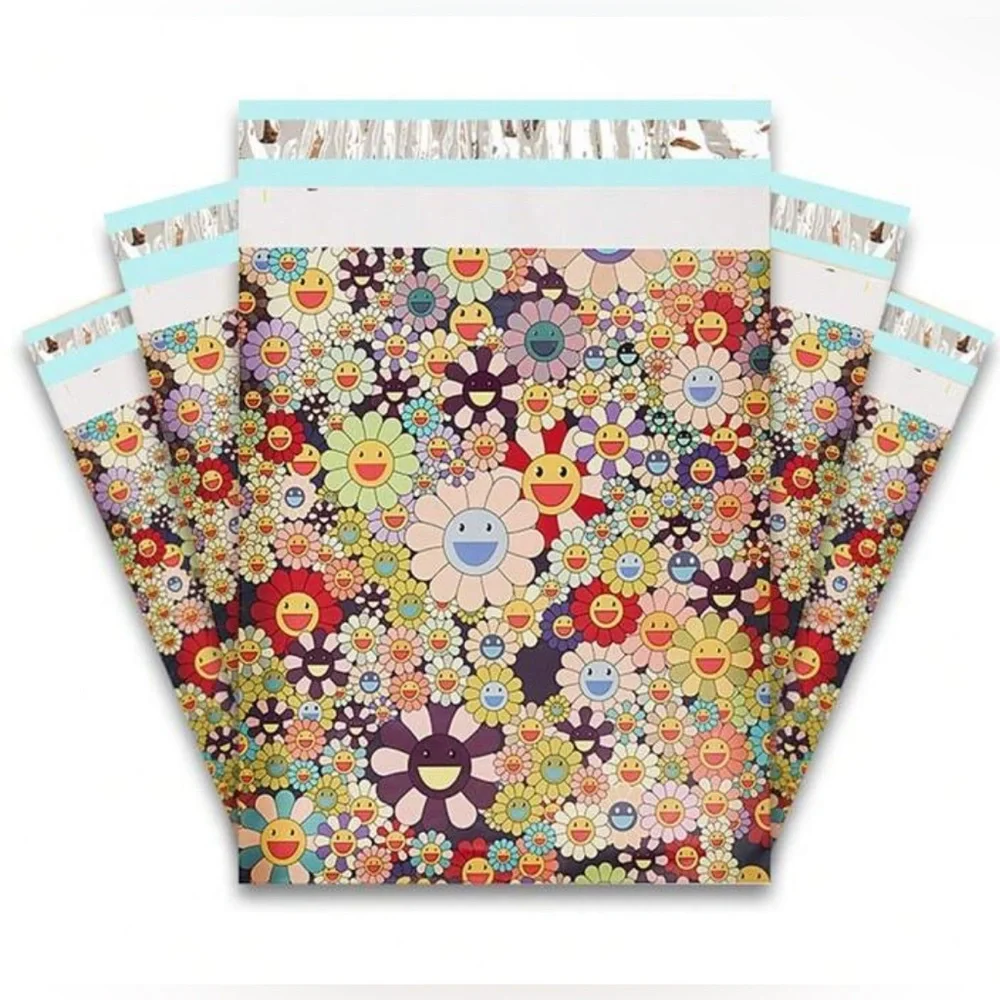 25 peice Polymailers set 10 pink 10 purple 5 flower